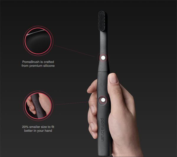Poma Brush Spazzolino elettrico in silicone per Denti sensibili Ricaricabile USB con custodia
