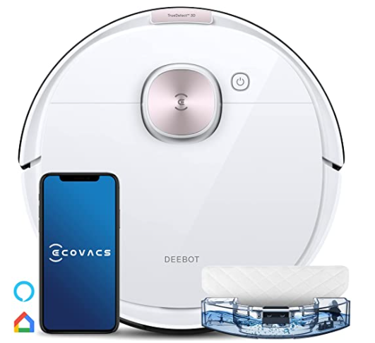 Ecovacs Deebot OZMO T8Pure Robot aspirapolvere lavapavimenti, navigazione con sensore laser D-ToF, mappatura multi-piano, barriere virtuali