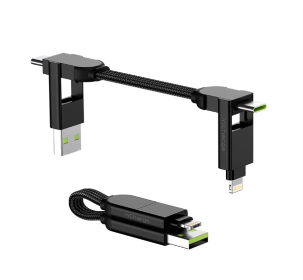 Rolling Square inCharge X Portachiavi e Cavo Ricarica e Trasferimento dati con connettori 6 in 1 da 100w