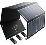 RAVPower - Caricatore da 24 W a pannello solare 3 porte USB, ismart 2.0