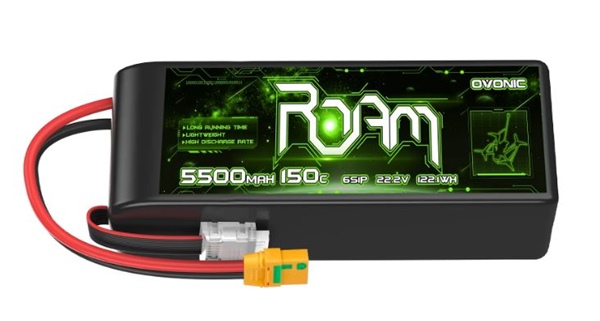 Batteria Lipo Ovonic serie Roam 6S 5500mAh 150C 22,2V adatta per long range e connettore anti-scintilla XT90-S