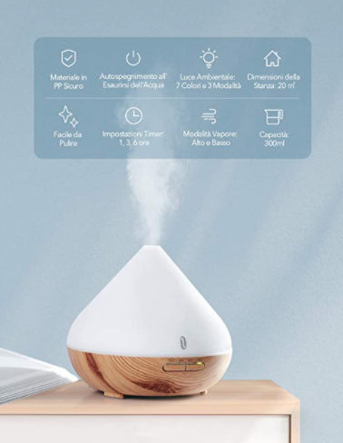 TaoTronics Vaporizzatore/Diffusore di Aromi Ultrasuoni