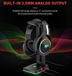 Havit RGB Supporto per cuffie con AUX da 3,5 mm e 2 porte USB