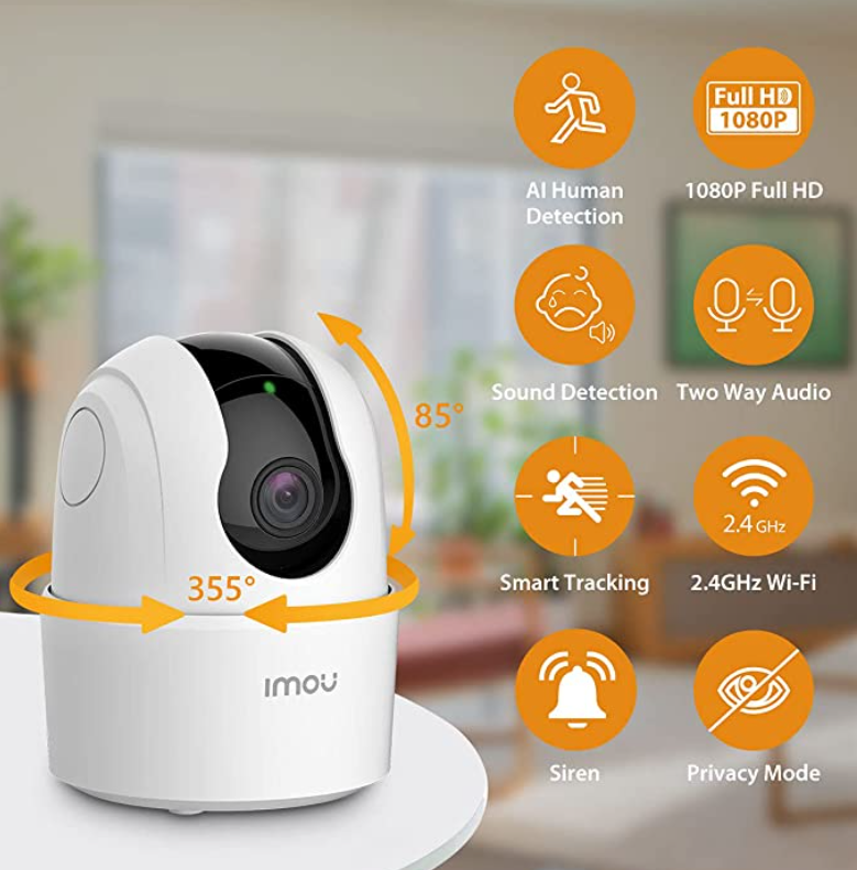 4K Telecamera Wi-Fi Esterno/Interno,360 ° PTZ Videocamera Sorveglianza Esterno W