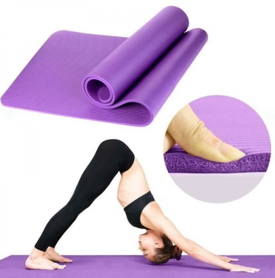 Fitvids Tappetino da yoga multiuso, extra spesso, ad alta densità, antistrappo, con cinghia per il trasporto e blocchi per yoga, blu
